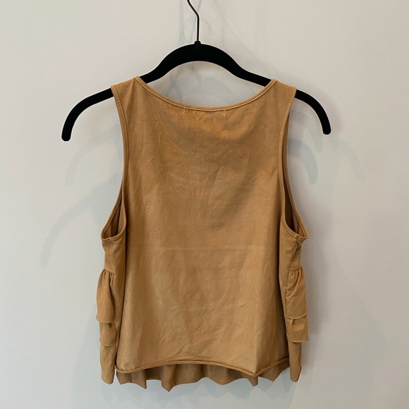 Forever 21 Tan Ruffle Shirt / Tank / Blouse - Picture 6 of 7